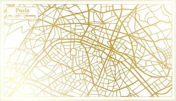 plan de la ville de paris france dans un style rétro de couleur dorée. carte muette. vecteur