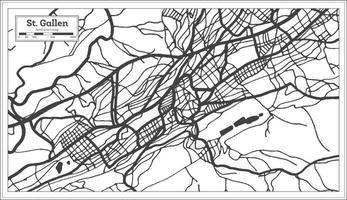 St. plan de la ville de gallen suisse en noir et blanc dans un style rétro. vecteur