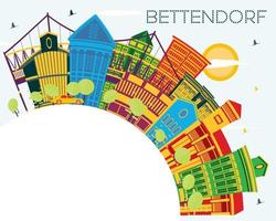 horizon de la ville bettendorf iowa avec bâtiments de couleur, ciel bleu et espace de copie. vecteur