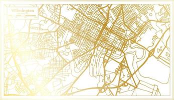 carte de la ville de wilmington usa dans un style rétro de couleur dorée. carte muette. vecteur
