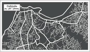 plan de la ville de cabinda angola en noir et blanc dans un style rétro. carte muette. vecteur