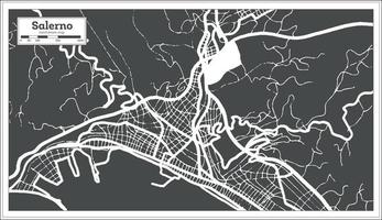 carte de la ville de salerne italie en noir et blanc dans un style rétro. carte muette. vecteur