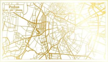 carte de la ville de padoue italie dans un style rétro de couleur dorée. carte muette. vecteur