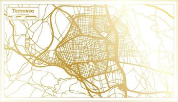plan de la ville de terrassa espagne dans un style rétro de couleur dorée. carte muette. vecteur