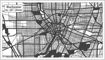 carte de la ville de rochester usa en noir et blanc dans un style rétro. carte muette. vecteur