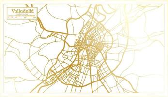 carte de la ville de valladolid espagne dans un style rétro de couleur dorée. carte muette. vecteur