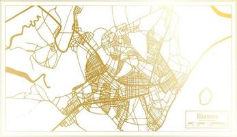 bissau république de guinée-bissau plan de la ville dans un style rétro de couleur dorée. carte muette. vecteur