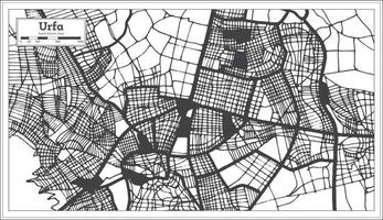 plan de la ville d'urfa turquie en noir et blanc dans un style rétro. carte muette. vecteur