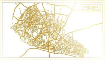 plan de la ville de porto novo bénin dans un style rétro de couleur dorée. carte muette. vecteur
