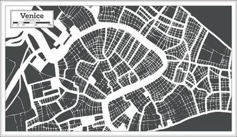 plan de la ville de venise italie en noir et blanc dans un style rétro. carte muette. vecteur