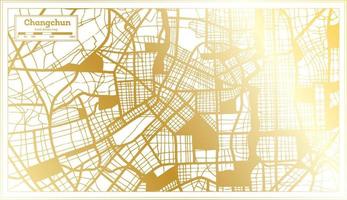 plan de la ville de changchun en chine dans un style rétro de couleur dorée. carte muette. vecteur