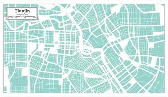 plan de la ville de tianjin en chine dans un style rétro. carte muette. vecteur