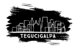 silhouette de la ville de tegucigalpa honduras. croquis dessiné à la main. vecteur