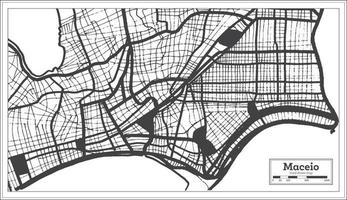 plan de la ville de maceio brésil en noir et blanc dans un style rétro. carte muette. vecteur