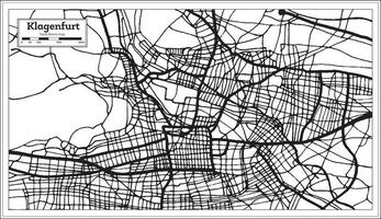 plan de la ville de klagenfurt autriche en noir et blanc dans un style rétro. carte muette. vecteur