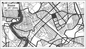 plan de la ville de rome italie en noir et blanc dans un style rétro. carte muette. vecteur