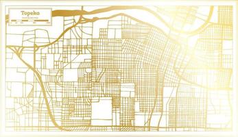 plan de la ville de topeka kansas usa dans un style rétro de couleur dorée. carte muette. vecteur