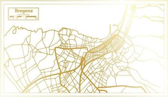 plan de la ville de bregenz autriche dans un style rétro de couleur dorée. carte muette. vecteur