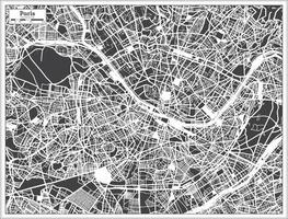 plan de la ville de paris france en noir et blanc dans un style rétro. carte muette. vecteur