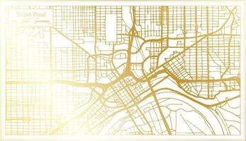 plan de la ville de saint paul usa dans un style rétro de couleur dorée. carte muette. vecteur