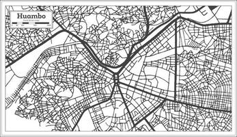 plan de la ville de huambo angola en couleur noir et blanc dans un style rétro isolé sur blanc. vecteur