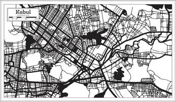 carte de la ville de kaboul afghanistan en noir et blanc dans un style rétro. carte muette. vecteur