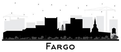 silhouette d'horizon de la ville de fargo dakota du nord avec des bâtiments blacik isolés sur blanc. vecteur