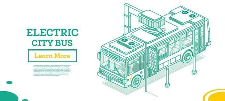 bus électrique isométrique sur la station de charge. transport en commun écologique. vecteur