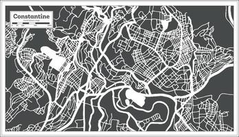 plan de la ville de constantine algérie en noir et blanc dans un style rétro. carte muette. vecteur