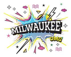 texte comique de milwaukee dans un style pop art isolé sur fond blanc. vecteur