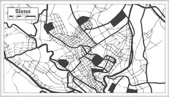 plan de la ville de sienne italie en noir et blanc dans un style rétro. carte muette. vecteur