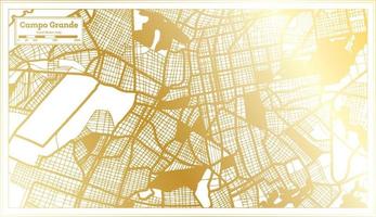 plan de la ville de campo grande brésil dans un style rétro de couleur dorée. carte muette. vecteur