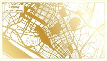 carte de la ville de goyang en corée du sud dans un style rétro de couleur dorée. carte muette. vecteur
