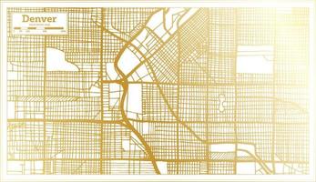 plan de la ville de denver usa dans un style rétro de couleur dorée. carte muette. vecteur