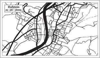 carte de la ville de kufstein autriche en noir et blanc dans un style rétro. carte muette. vecteur