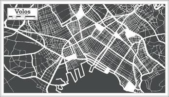 plan de la ville de volos grèce dans un style rétro. carte muette. vecteur