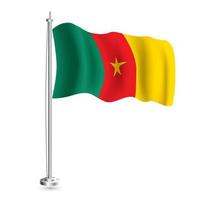 drapeau camerounais. drapeau de vague réaliste isolé du pays du cameroun sur le mât de drapeau. vecteur