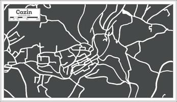 cazin carte de la ville de bosnie-herzégovine en noir et blanc dans un style rétro. carte muette. vecteur