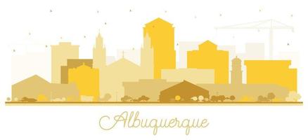 silhouette d'horizon de la ville d'albuquerque au nouveau mexique avec des bâtiments dorés isolés sur blanc. vecteur