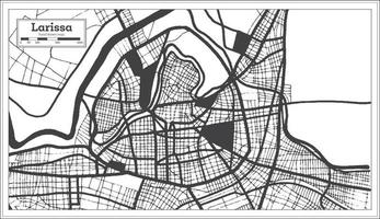 plan de la ville de larissa grèce en noir et blanc dans un style rétro. carte muette. vecteur