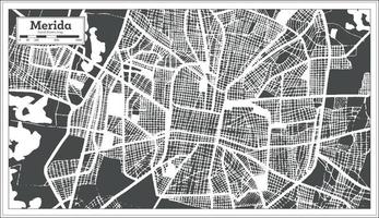 carte de la ville de merida mexique dans un style rétro. carte muette. vecteur