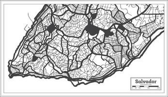 plan de la ville de salvador brésil en noir et blanc dans un style rétro. vecteur