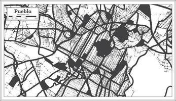 plan de la ville de puebla mexico en noir et blanc dans un style rétro. carte muette. vecteur