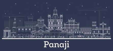 Décrire les toits de la ville de panaji en Inde avec des bâtiments blancs. vecteur