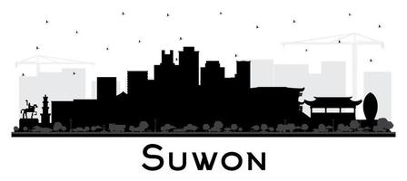 suwon corée du sud silhouette d'horizon de la ville avec des bâtiments noirs isolés sur blanc. vecteur