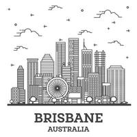 Décrire les toits de la ville de Brisbane Australie avec des bâtiments modernes isolés sur blanc. vecteur