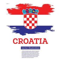 drapeau de la croatie avec des coups de pinceau. le jour de l'indépendance. vecteur