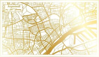 plan de la ville d'argenteuil france dans un style rétro de couleur dorée. carte muette. vecteur