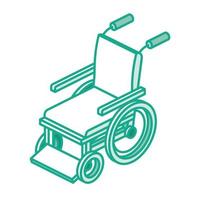 fauteuil roulant isométrique isolé sur fond blanc sans homme. symbole de contour. vecteur