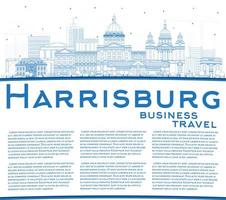 décrire les toits de la ville de harrisburg en pennsylvanie avec des bâtiments bleus et un espace de copie. vecteur